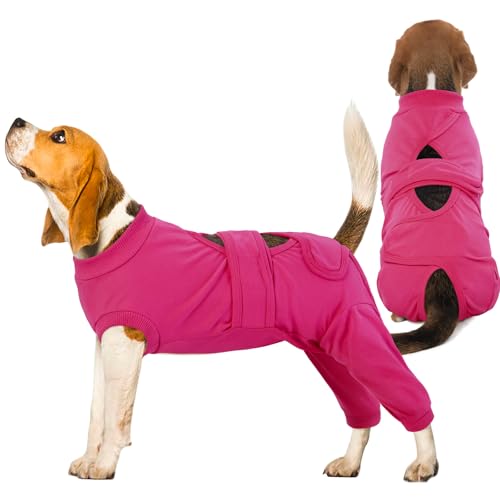 Kuoser Dog Surgical Suit for Rear Legs, Female Spay Recovery Suit for Dogs After Surgery, Doggie Rear Leg Sleeve to Stop Licking, Puppy Onesie for Abdomen Wounds Skin Disease,Substitute E-Co