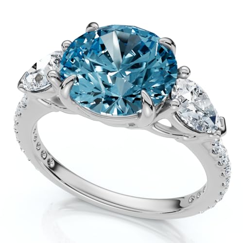 Pompeii 3 1/2Ct Fancy Blue Lab Grown Accent Diamond Engagement Ring 14k Gold (F/G,VS1-VS2)3