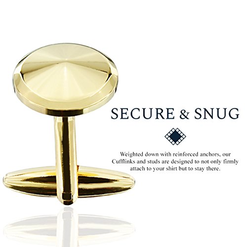 Hawson Cufflink And Studs Tuxedo Set Gold Color With Platinum Finish Two Cufflinks With Six Shirt Studs Wrapped In Stylish Velvet Gift Bag #TOP3