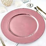 Efavormart Pack of 6 | 13' Round Acrylic Beaded Charger Plates - Blush | Rose Gold