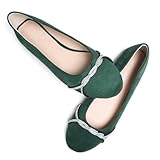 TN TANGNEST Womens Ballet Flats Fashion Chain Round Toe Ballet Shoes Rhinestone Flats Comfort Slip On Flat Shoes Green 42(9)