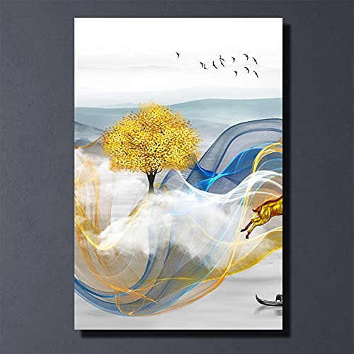 Peintures sur toile abstrait feuilles d'or impression premium - 2