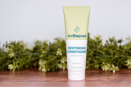 Wellnesse: Restoring Conditioner - For Straight And Curly Hair - 8 Oz - Coconut And Citrus - Smoothens, Softens And Strengthens Hair - Cruelty-Free, Non-Gmo, No Parabens, Sulfates Or Silicone #TOP6