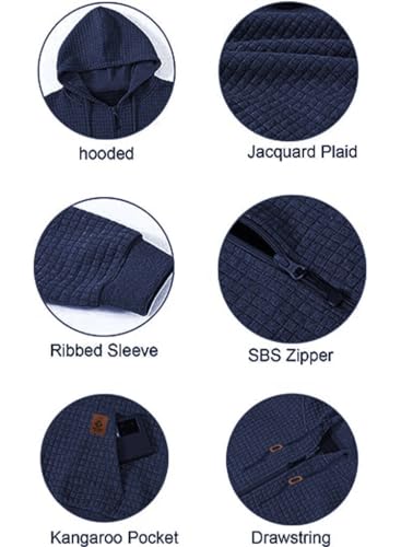 BAYAMO Mens waffle Lined Zip Up Hoodie Full Zipper Sweatshirt Fashion Casual Lightweight Drawstring Hooded Jackets S-2XL3