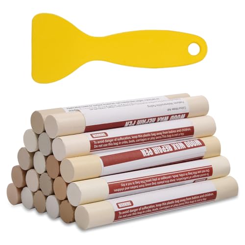 YIEMI Wood Filler Sticks 20 Colors Repair Wax Sticks Kit Furniture Touch Up Crayons for Repairing Scratches Holes Cracks Wood Floor Tables Cabinets Doors Hardwood(Light Color Series)