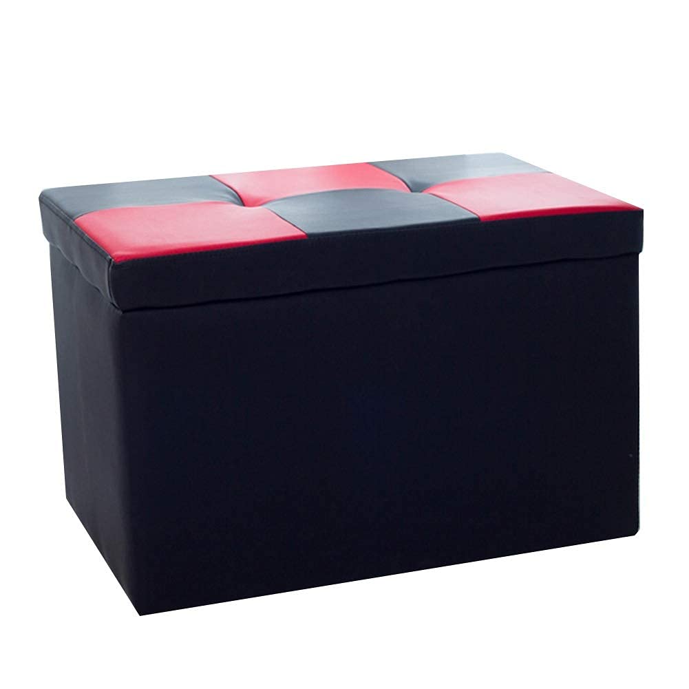 Coffre de rangement ottoman noir 60x40x40 pour salon et chambre avec banc rembourré stable