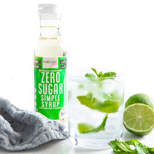 Wholesome Yum Keto Simple Syrup - Skinny Sugar Free Simple Syrup With Monk Fruit & Liquid Allulose - Natural Sweetener For Drinks, Cocktails, Coffee, & Cooking - Low Carb, Gluten Free (12 fl oz)