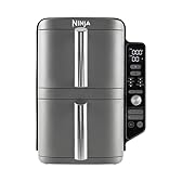 NINJA Double Stack XL Friteuse sans huile, friteuse verticale à 2 tiroirs, 4 niveaux cuisson, 2 tiroirs et 2 grilles, design compact, capacité de 9,5L, 6 fonctions de cuisson, 8 portions, gris SL400EU