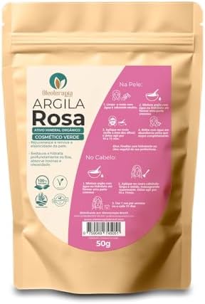 Argila Rosa 50g - 100% natural - Uso cosmético/rosto, cabelo e co...