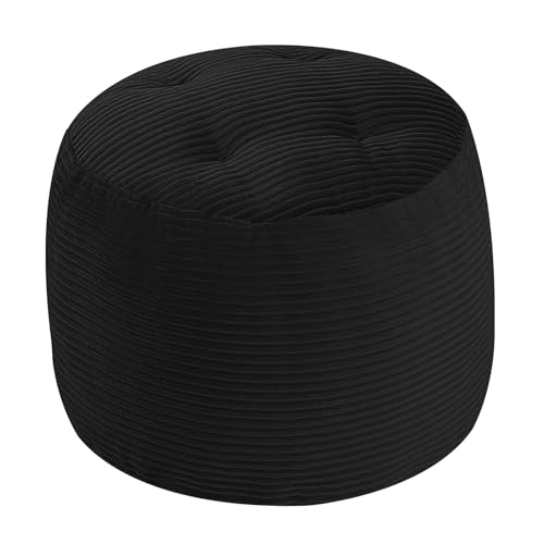 MeMoreCool Round Pouf Ottoman 20x15 Inch, Corduroy Floor Footstool, Black by MeMoreCool - Used condition - US$31.57
