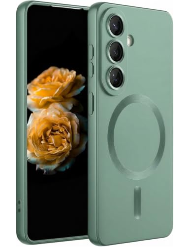 Image of DIZORO Compatible with Samsung S26 Ultra Case, Compatible with MagSafe, Matte Luxury Metallic Luster Flexible TPU Wireless Charging Shockproof Case with Lens Camera Protector Back Cover (Green)