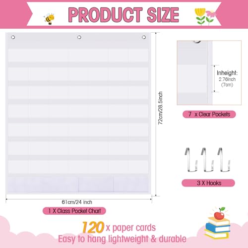 Sinload Classroom Calendar Pocket Chart Set Calendar Bulletin Board Set Seasons Festival Weather Pocket Chart for Classroom Decoration Back to School Supplies(Colorful,White) - Image 3