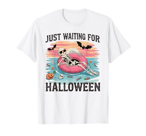 Spooky Summer Skeleton Just Waiting For Halloween Kids Gifts Camiseta