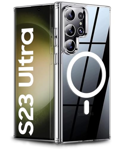 WOW IMAGINE Ultra-Hybrid Back Case Cover for Samsung Galaxy S23 Ultra 5G | Compatible with MagSafe | Drop and Camera Protection | Shock Proof Crystal Clear Mobile Back Case (PC+TPU, Transparent)- Best and cheap mobile covers in India