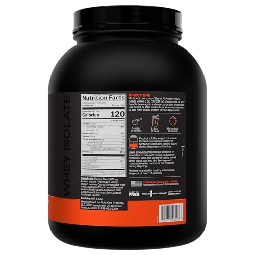 Image of Rule 1 Proteins R1 Protein Whey Isolate, Chocolate Fudge, 42 Servings | 25g of Protein from Whey Isolates and Hydrolysate isolates for Workout Recovery and anytime use