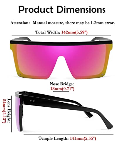 Image of FEISEDY Oversized Square Trendy Sunglasses Womens Mens Futuristic Flat Top Visor Shades UV400 B2470