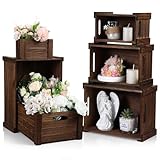AceOrbit 6 Pcs Decorative Wood Crates for Storage Display 6 Size Rustic Nesting Crates with Handle Farmhouse Wooden Container Boxes for Wedding Bride Shower Party Market Farmers Decor(Dark Brown)