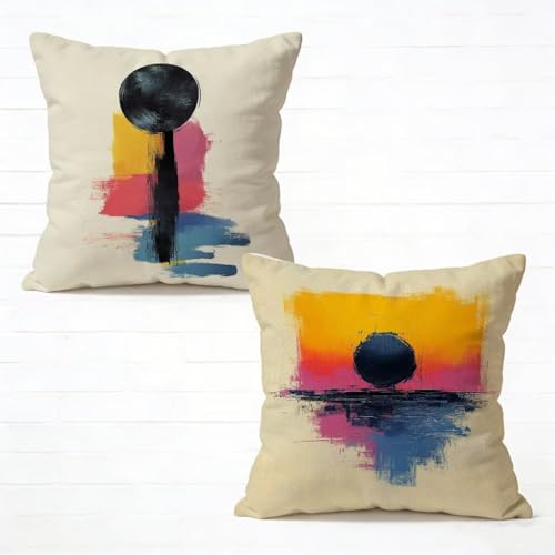 Throw Pillow Covers 26x26 Inch Set of 2, Color Outdoor Waterproof Pillow Covers Abstract Cushions, Square Velvet Decorative Throw Pillowcases for Farmhouse Sofa Couches Spring Home Decor 9-2169P