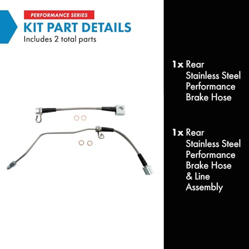 Image of TRQ Rear Brake Hose Set Compatible with 2002-2008 Dodge Ram 1500