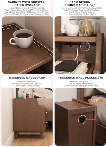 Table de chevet en bois à 2 tiroirs pour optimiser les petits espaces de chambre