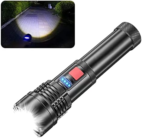 PIKnROLL LED Torch 10000 Lumens, USB Rechargeable Flashlight Super Bright, Zoombar Torches 5 Modes, IP67 Waterproof Tactical Torch for Camping, Outdoor, Dog Walking
