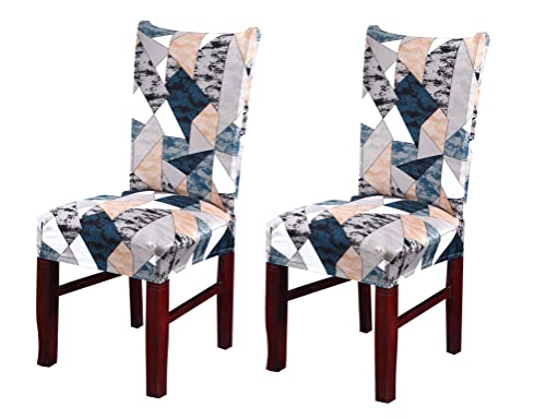 Image of House of Quirk Elastic Chair Cover Stretch Removable Washable Short Dining Chair Cover Protector Seat Slipcover (Pack of 2, Antique Prism)