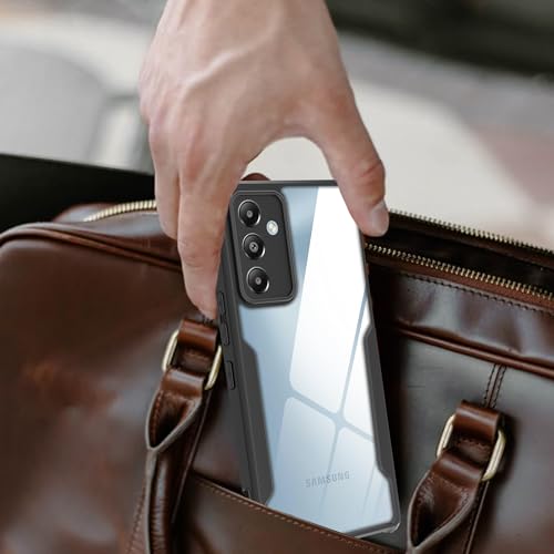 Image of A rtistque Clear Hard Transparent Acrylic Armor Anti-Drop Shockproof TPU Edge Back Cover Case for Samsung Galaxy M14 - Black