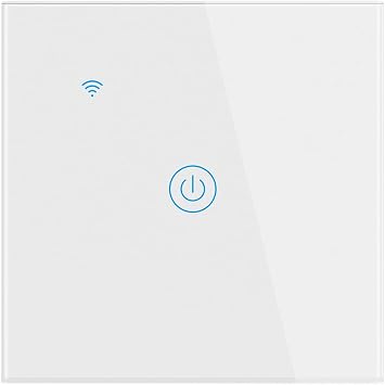 Lancoon Smart Light Switch, WIFI Touch Wall Remote Control Light Switch for Home Office, Tempered Glass Panel with LED Backlight, Neutral Wire Required White, 1 Gang