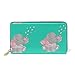 Produktbild IUBBKI Bolsos de Mujer Gris Bebé Elefantes Rociando gotas de agua Carteras de Cuero para Mujer Cartera Con cremallera Monedero Bolso de Mano Bolsillo Llavero Monedero