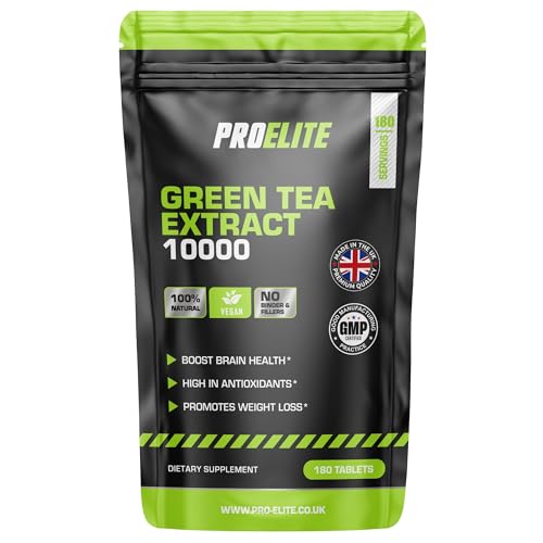 Green Tea Extract 10,000mg of Antioxidant 180 Tablet | 95% Polyphenols (297mg per Tablet) | (6 Months Supply) | Resealable and Recyclable Pouch | Vegan & Vegetarian | by PROELITE