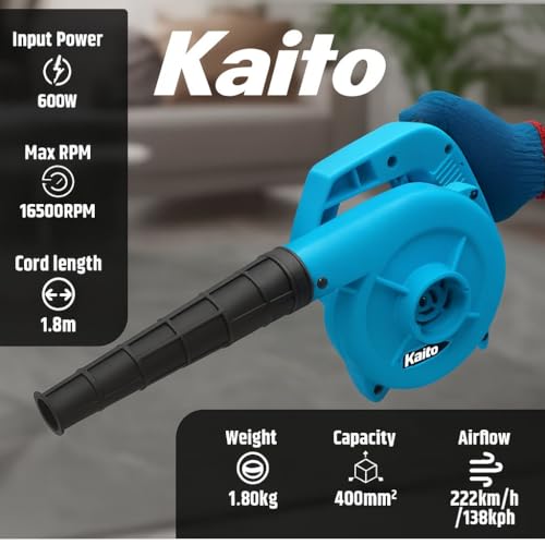 Image of KAITO 21V 2-in-1 Cordless Air Blower & Vacuum Cleaner | 16500 RPM High-Speed Motor | 222 km /h Powerful Air Flow | Portable Dust Cleaner for Home, Garden, Car & Workshop | 2 Batteries