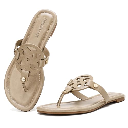Stratuxx Kaze Women's Dressy Faux Leather Thong Sandals with Memory Foam