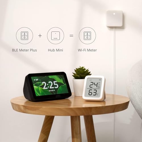 SwitchBot Thermometer Hygrometer, Bluetooth Indoor Humidity Meter and Temperature Sensor with App Control, Large LCD Display, Notification Alerts, Data Storage Export, Remote Monitor for Home (2 Pack)