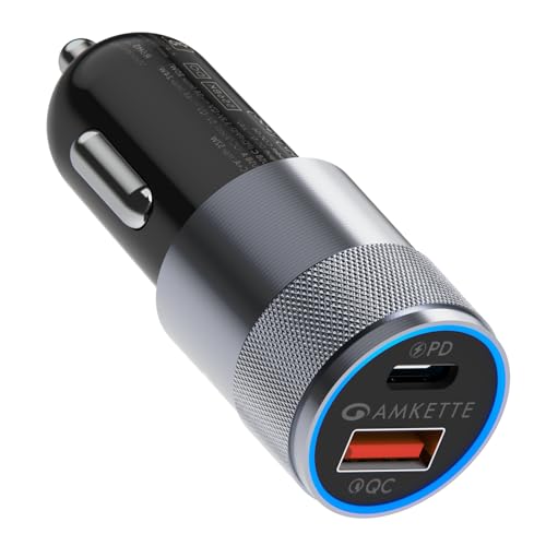 Image of MOZEN by Amkette PowerPro 52W Car Charger Type C+USB A Dual Port Car Charger Socket, Fast Charging, Metallic shell with ABS Build, Safety Protections, Multi-Device Compatible - Mobiles, Tablets & More