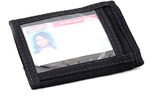 RFID Bifold wallet with Outside ID Window and Inside Zipper Coin Pocket. 11PLZ-RFID-ID (Black)