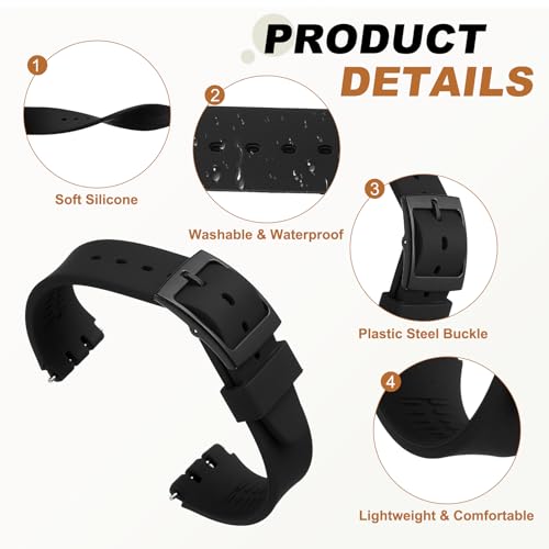 HARFINGTON Silicone Watch Band 17mm Quick Release Watch Straps,Black by HARFINGTON - Used condition - Image 4