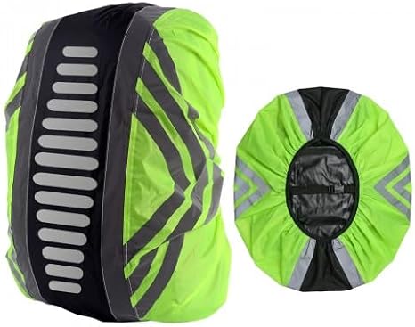 Waterproof Backpack Cover, High Visibility Reflective Rucksack Cover with Adjustable Anti-Slip Buckle Strap, Rainproof Bag Protector for Hiking, Camping, Cycling Outdoor Travel (Green)
