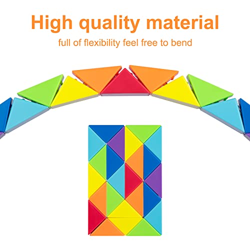 Ganowo 3Pcs Large Size Fidget Snake Cube Twist Puzzle Magic Snake Sensory Toys Collection Brain Teaser Stocking Stuffers Party Favors Game Goodie Bags Fillers For Kids Adults Teens (Rainbow) #TOP6