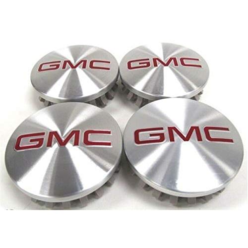 Achoc 4Pieces 3.25  83mm Brushed&Red Wheel Center Caps for 14 15 16 17 GMC Sierra Denali Yukon