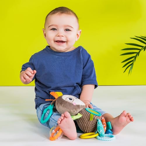 Image of Bright Starts Sloth Plush Playful Pals Take-Along BPA-Free Stroller Baby Toy, Age Newborn+