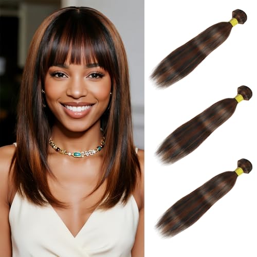 Ombre Human Hair Bundles P1B/30 Straight Bundle 24 26 28 Inch 3 Bundles Two Tone Black Mixed With Brown Hair Extensions