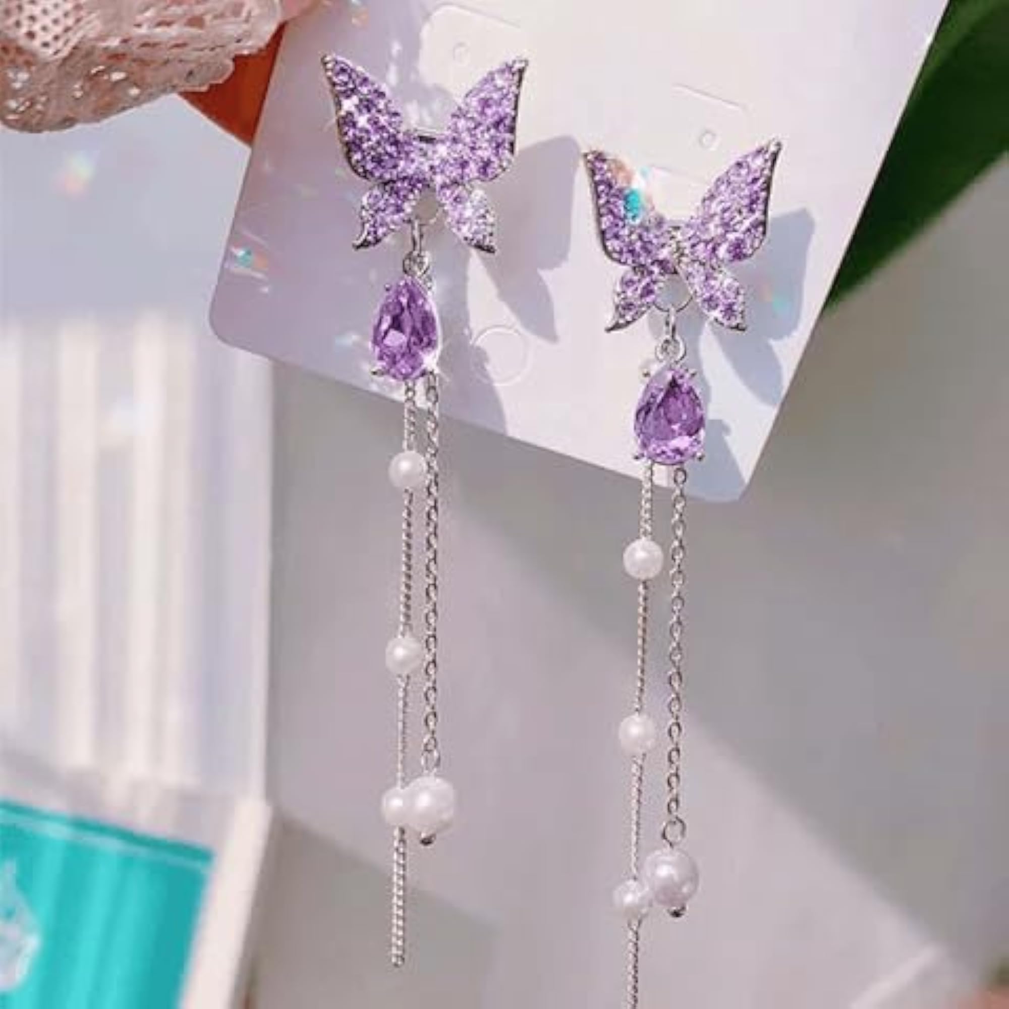 Stylish Social Butterfly Long Chain Earrings