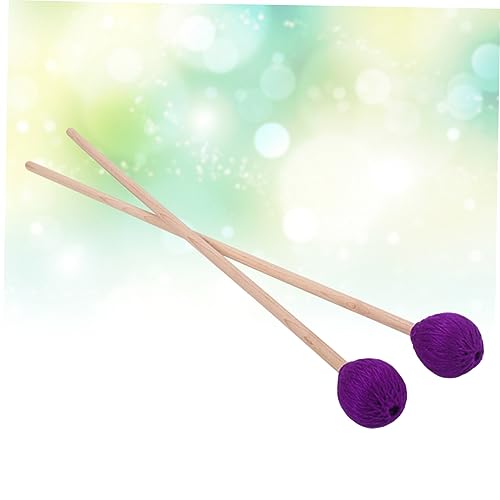 2 piezas de baquetas para bombo con cabeza de fieltro de lana y mango de madera, color púrpura, para instrumentos de percusión, agarre cómodo y diseño estable miniatura 4