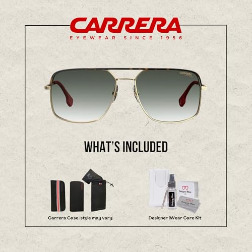 Carrera CA152/S 0RHL/9K 60MM Gold Black/Grey Green Square Sunglasses For Men For Women + BUNDLE with Designer iWear Eyewear Kit2