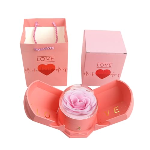 LLINthy Forever Flower Box With I Love You Delicate Forever Flower Collar Estuche de almacenamiento con letras para sus celebraciones