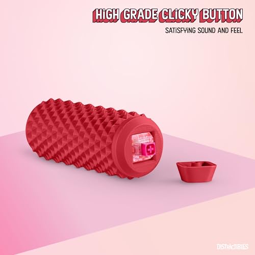 Image of Sensory Roller Fidget with Clicker, Tactile Spikes for Anxiety, Stress Relief, Pain Stim, Autism & Over Stimulation with Lanyard (RED)