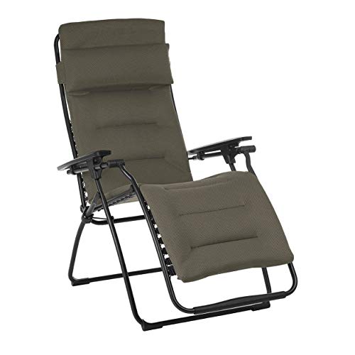 Lafuma Futura Air Comfort Zero Gravity Recliner (Taupe Grey) Padded Folding Outdoor Reclining Chair