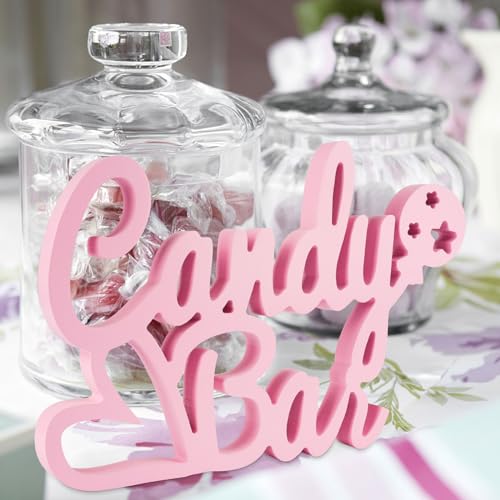 Décoration de Candy Bar en Bois Rose, Lettrage de Candybar, Décoration de Table Sweetsbar avec Dessus Finement Découpés, Ornement de Table avec Lettrage...