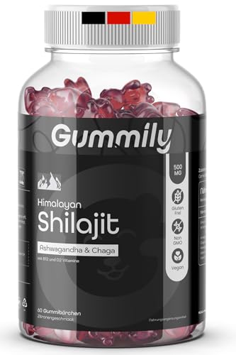 Himalaya Shilajit Gummies 5000mg - LABORGEPRÜFT - (10:1) Hochdosiert mit Ashwagandha & Chaga - Vitamin B12 & D2 für Energie & Immunsystem - Leckerer Zitronengeschmack - GMO-frei - Vegan - Gummily