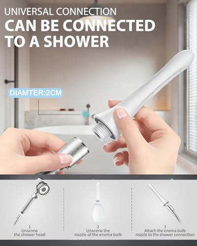 Image of Enemas Anal Douches Anti Backflow-Douche Bulb and Anal Enema System for Men & Women，Shower-Compatible Douche for Men, 7-Spout Nozzle for Cleansing，Easy to Use & Travel Friendly,White
